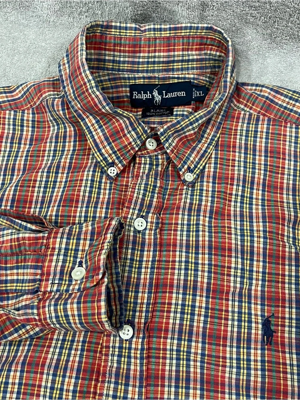 Ralph Lauren Polo long Sleeve Button-Up Shirt 100% Cotton Size XL Preppy